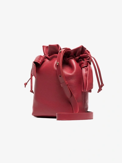 Shop Simone Rocha Red Bow Appliqué Leather Bucket Bag