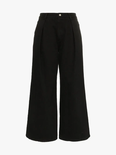 Shop Sjyp High Waisted Wide Leg Jeans In Black