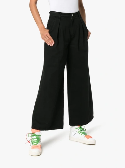 Shop Sjyp High Waisted Wide Leg Jeans In Black