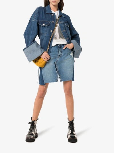 Shop Sjyp Patchwork Denim Mini-skirt In Blue