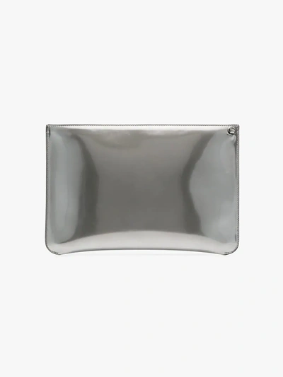 Shop Christian Louboutin Silver Leather Glitter Clutch Bag In Metallic