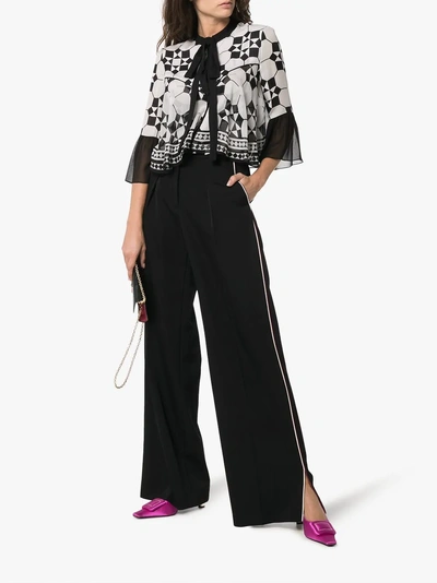 Shop Mary Katrantzou Silk Milana Tie Bell Top In Black