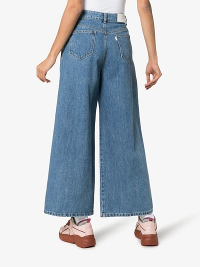 Shop Sjyp High Waisted Wide Leg Jeans In Blue