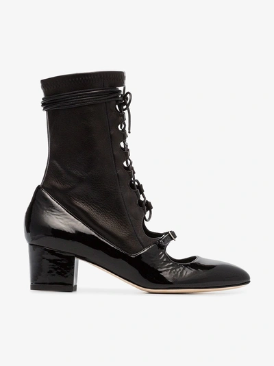 Shop Liudmila Black Mille Hortense 50 Leather Lace Up Boots