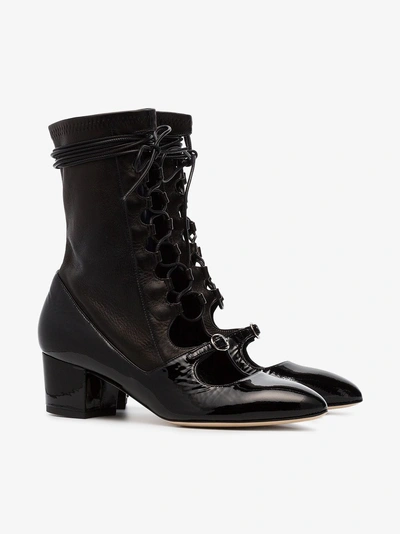 Shop Liudmila Black Mille Hortense 50 Leather Lace Up Boots