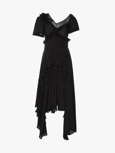 Shop Preen By Thornton Bregazzi Wendie Ruffle Detail Dress In Black