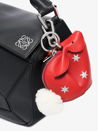 Shop Loewe Red Bunny Star Leather And Shearling Tail Bag Charm