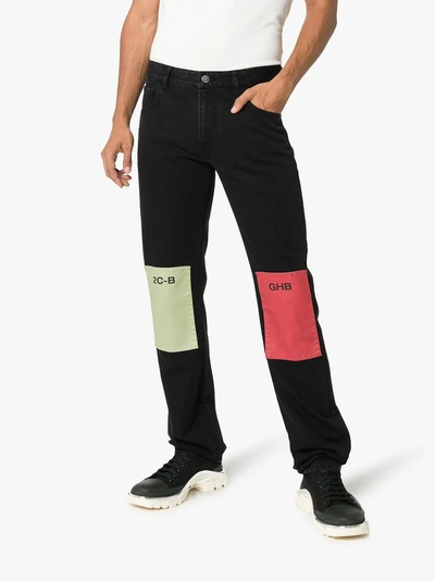 Shop Raf Simons Patchwork Jeans In Black