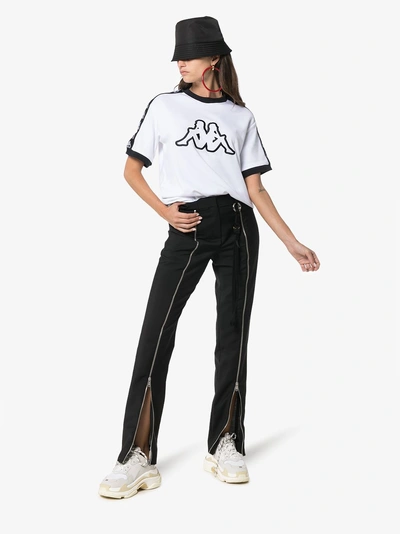 Shop Charm's X Kappa Logo Embroidered Cotton Blend Top In White Black