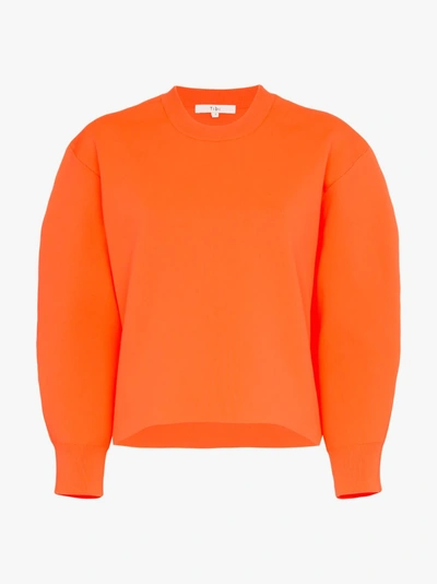 Shop Tibi Tech Poly Sculpted Sleeve Jumper In Yellow/orange