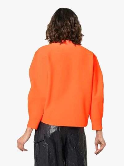 Shop Tibi Tech Poly Sculpted Sleeve Jumper In Yellow/orange