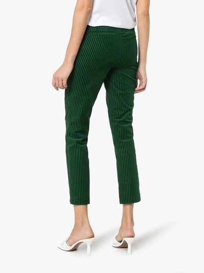Shop Frame Split Hem Mid-rise Corduroy Trousers In Green