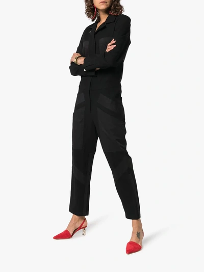 Shop Proenza Schouler Pswl Paneled Jumpsuit In Black