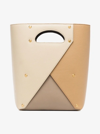 Shop Yuzefi Beige Pablo Leather And Suede Bucket Bag In Nude/neutrals