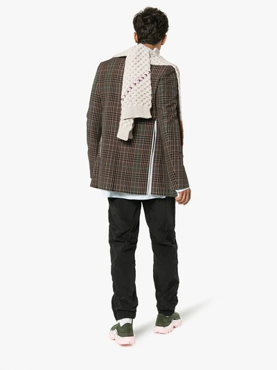 Shop Raf Simons Checked Blazer With Zips In Multicolour