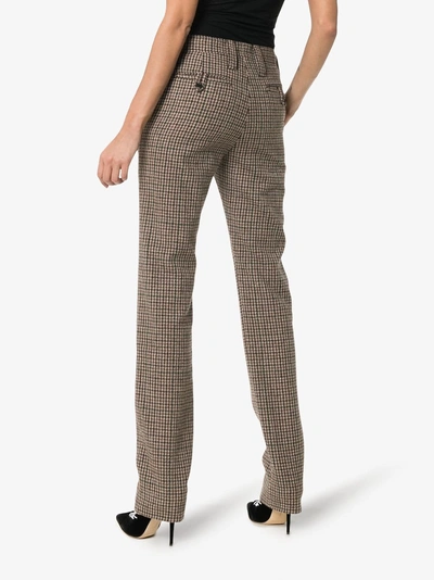 Shop Miu Miu High Waisted Checked Wool Trousers In Black