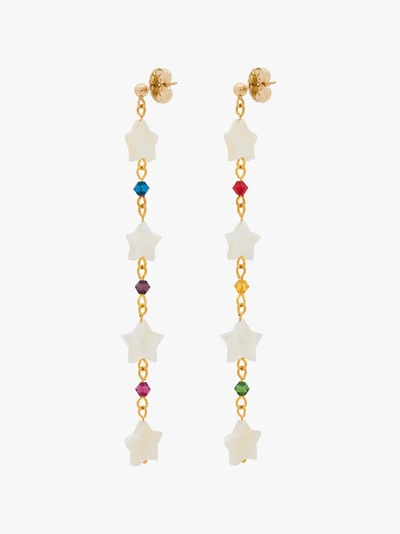Shop Venessa Arizaga Pearl Star And Crystal Charm Drop Earrings In White