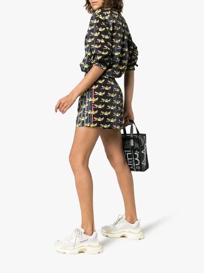 Shop Adam Selman Banana Printed Long Sleeve Shirt In Black