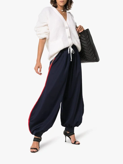 Shop Gucci Technical Jersey Pants With Web In Blue