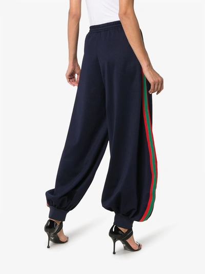 Shop Gucci Technical Jersey Pants With Web In Blue