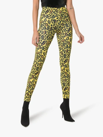 Shop Charm's Leopard Print Skinny Leggings In Yellow/orange