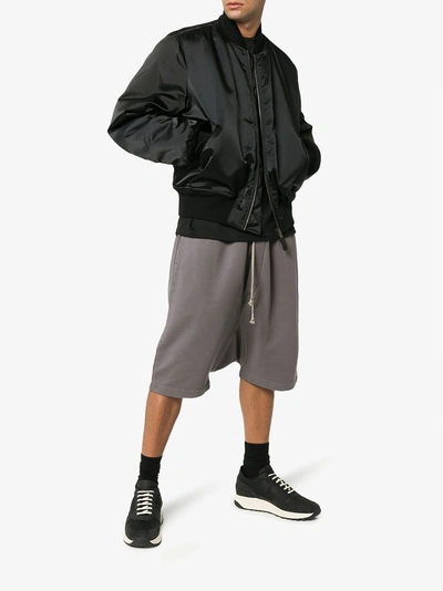 Shop Rick Owens Drkshdw Grey Drop-crotch Cropped Cotton Shorts In 06 Grey