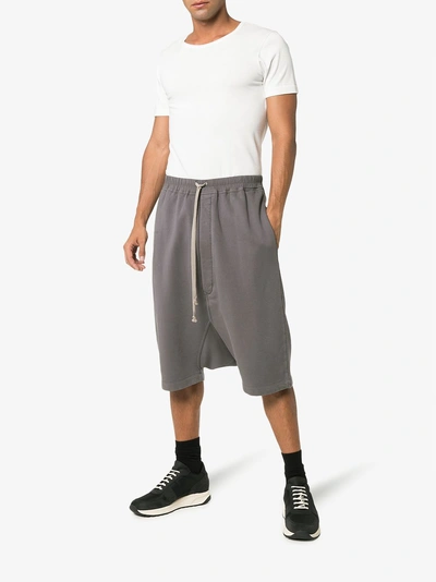 Shop Rick Owens Drkshdw Grey Drop-crotch Cropped Cotton Shorts In 06 Grey