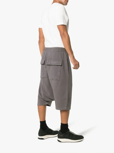 Shop Rick Owens Drkshdw Grey Drop-crotch Cropped Cotton Shorts In 06 Grey