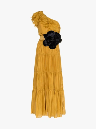 Shop Johanna Ortiz Silk Day Dream Maxi Dress In Yellow/orange