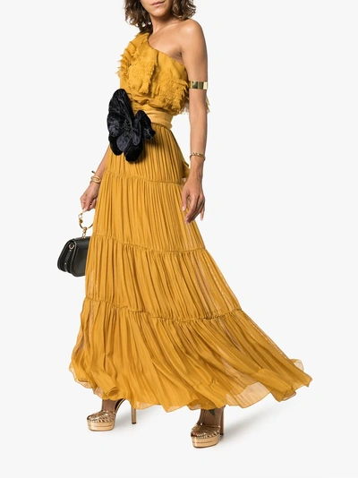 Shop Johanna Ortiz Silk Day Dream Maxi Dress In Yellow/orange