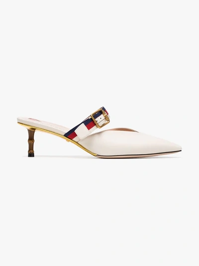 Shop Gucci 45 Mules With Bamboo Heel In White