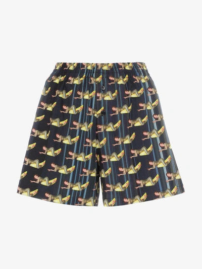 Shop Adam Selman Sport Banana Graphic Shorts In Black