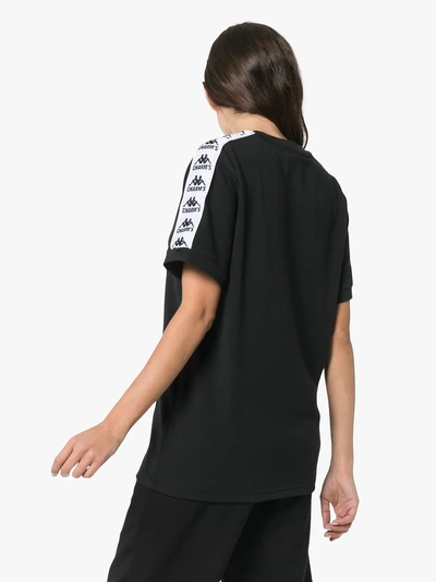 Shop Charm's X Kappa Black Logo Embroidered Cotton Blend Top In Black White