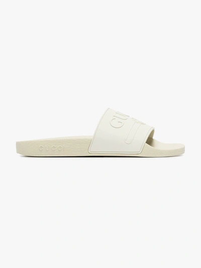 Shop Gucci Pursuit Logo Sliders In White