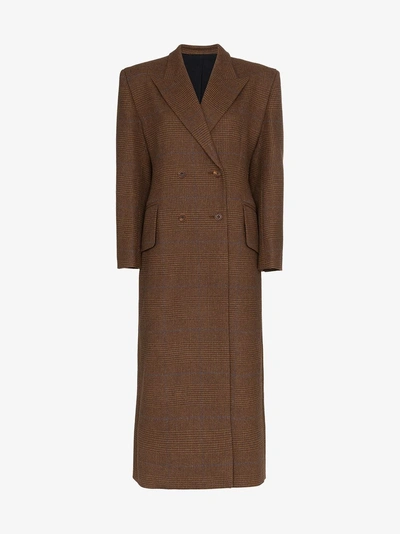 Shop Wright Le Chapelain Double-breasted Wool Coat In Brown