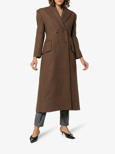 Shop Wright Le Chapelain Double-breasted Wool Coat In Brown