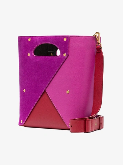 Shop Yuzefi Purple, Pink And Red Pablo Leather Bucket Bag In Pink/purple