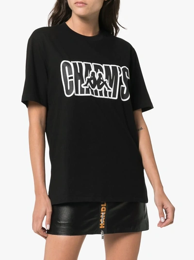 Shop Charm's X Kappa Logo Printed Cotton-blend Tshirt In Black