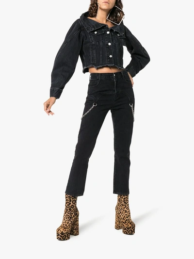 Shop Sandy Liang Marks Chain Embellished Straight Jeans In Black