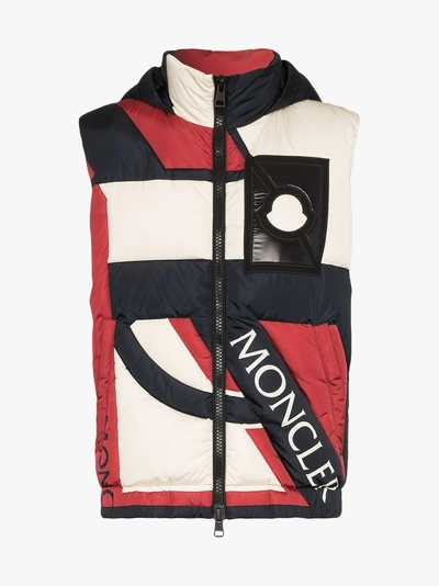 Shop Moncler Genius Craig Green Panelled Logo Print Hooded Waistcoat In Black