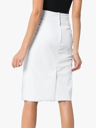 Shop Paskal High Waisted Reflective Pencil Skirt In White
