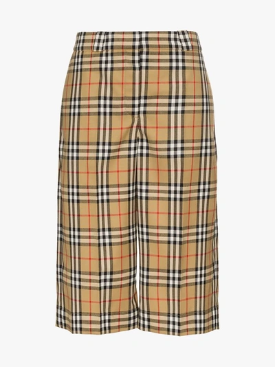 Shop Burberry Vintage Check Tailored Shorts In Yellow/orange