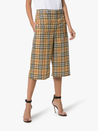 Shop Burberry Vintage Check Tailored Shorts In Yellow/orange