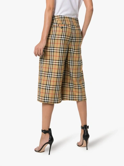 Shop Burberry Vintage Check Tailored Shorts In Yellow/orange