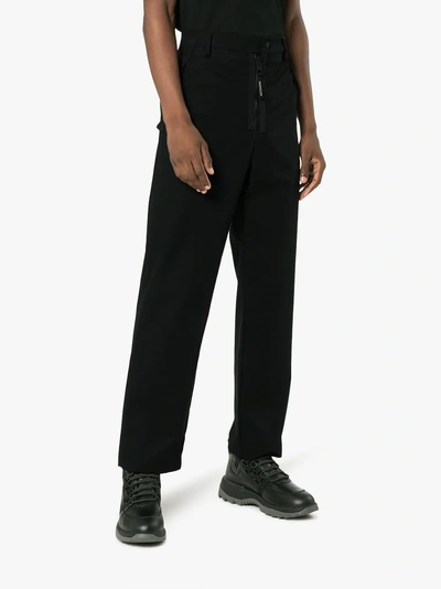 Shop Moncler Genius Craig Green Logo Detail Straight Leg Cotton Trousers In Black