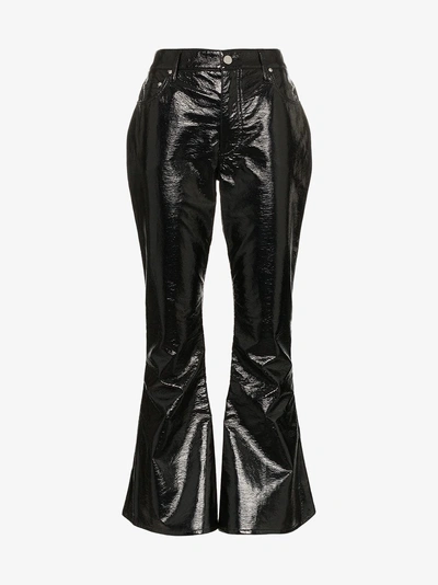 Shop Beaufille Veritas Kick Flare Vinyl Trousers In Black