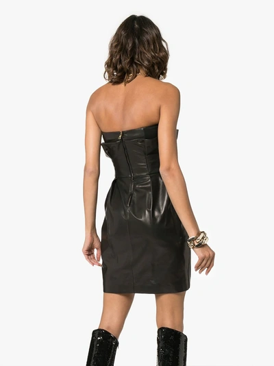 Shop Versace Strapless Leather Mini Dress In A1008