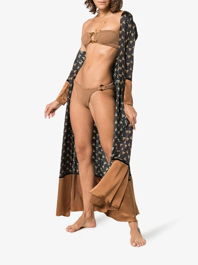 Shop Hunza G Gloria Bandeau Bikini In Brown