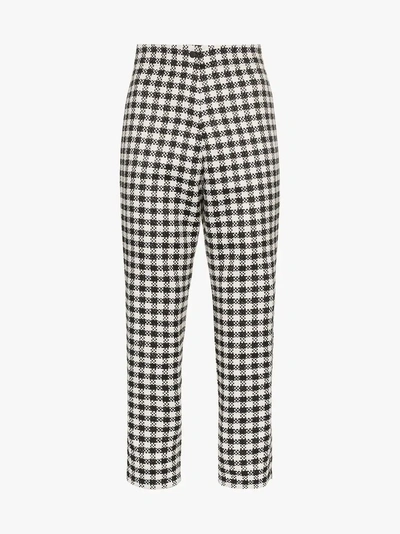 Shop Paskal Gingham Cropped Trousers In Black