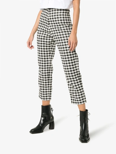 Shop Paskal Gingham Cropped Trousers In Black